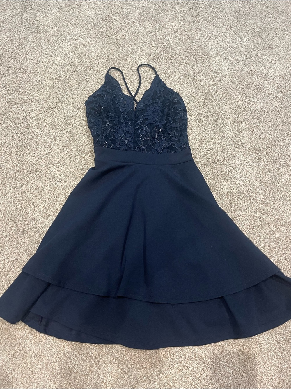 Lace Navy A-Line Dress